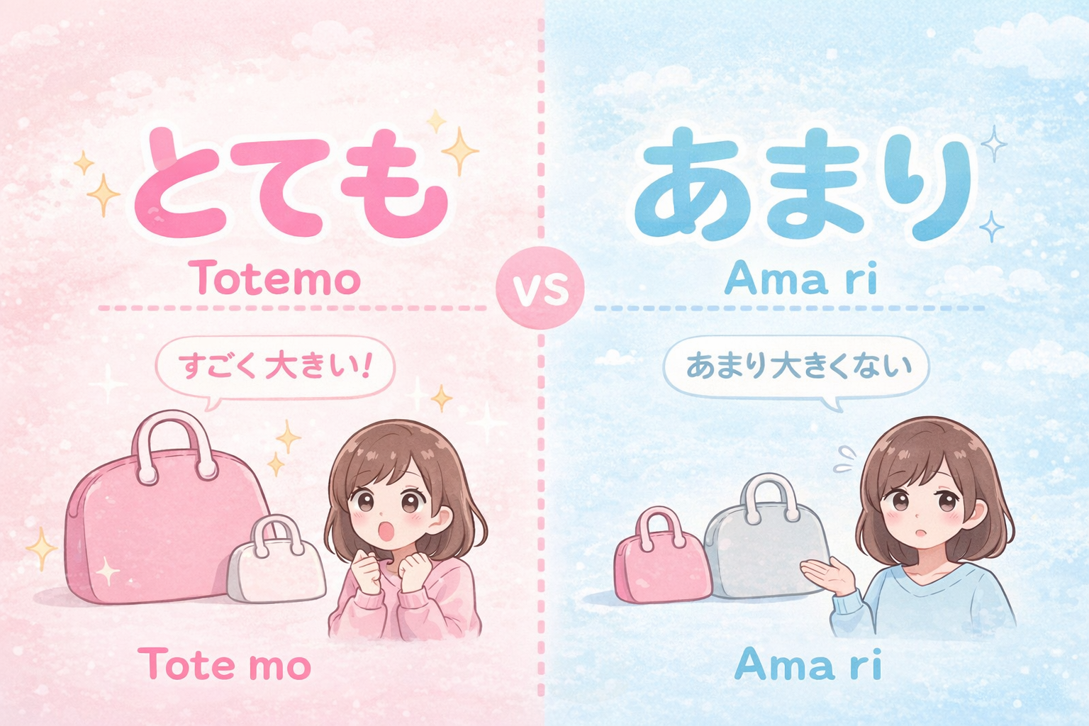 🌸 とても vs あまり – Khác nhau thế nào? (Dễ nhớ, dùng đúng)