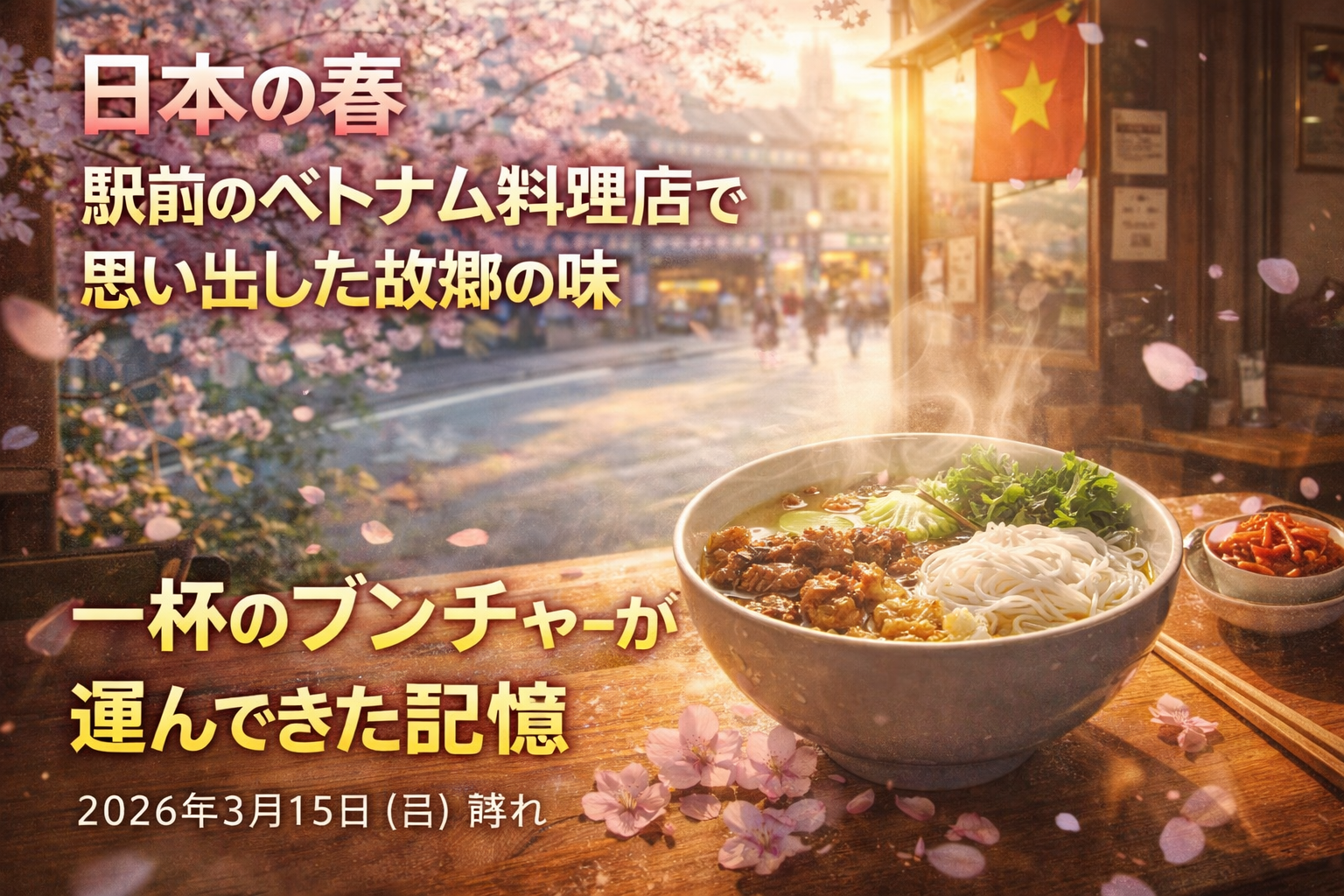 🌸 日本の春、駅前のベトナム料理店で思い出した故郷の味 ― 一杯のブンチャーが運んできた記憶