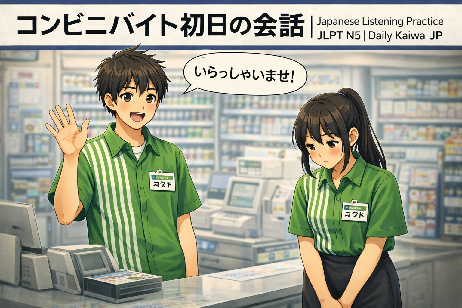 コンビニバイト初日の会話｜Japanese Listening Practice｜JLPT N5｜Daily Kaiwa JP
