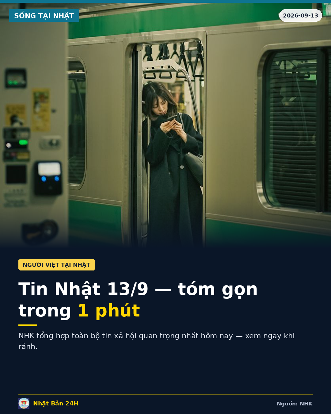 NHK Pickup NEWS 13/9: Tổng hợp tin tức Nhật Bản quan trọng trong 1 phút video