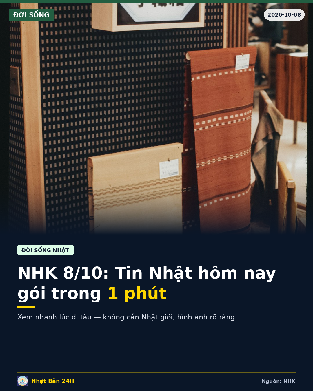 NHK Pickup NEWS ngày 8/10: Tổng hợp tin tức Nhật Bản nóng nhất trong 1 phút